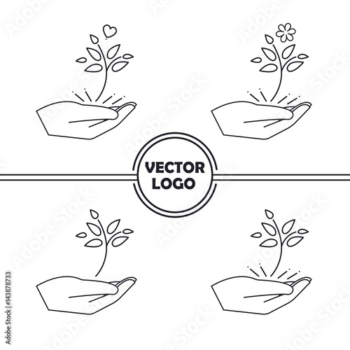 Vector logo protection of nature-helping animals and plants-ecology.