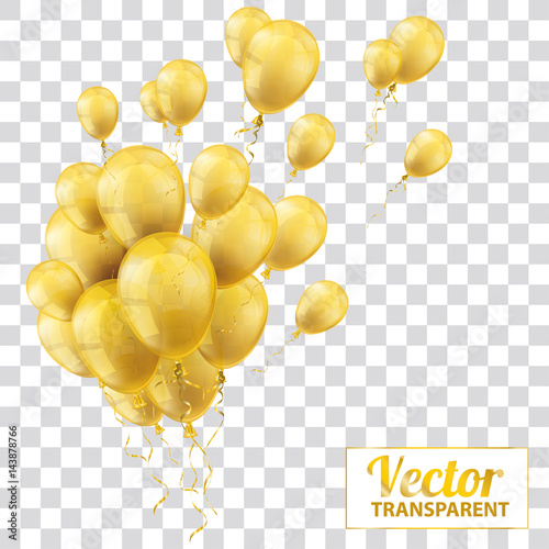 Golden Transparent Balloons Bunch