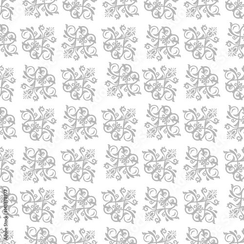 Fototapeta Naklejka Na Ścianę i Meble -  Damask classic silver pattern. Seamless abstract background with repeating diagonal elements