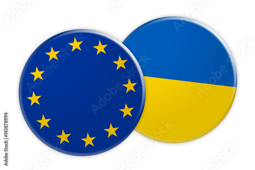 Free Download News Concept: EU Flag Button On Ukraine Flag Button, 3d illustration on white background - GFXLoad
