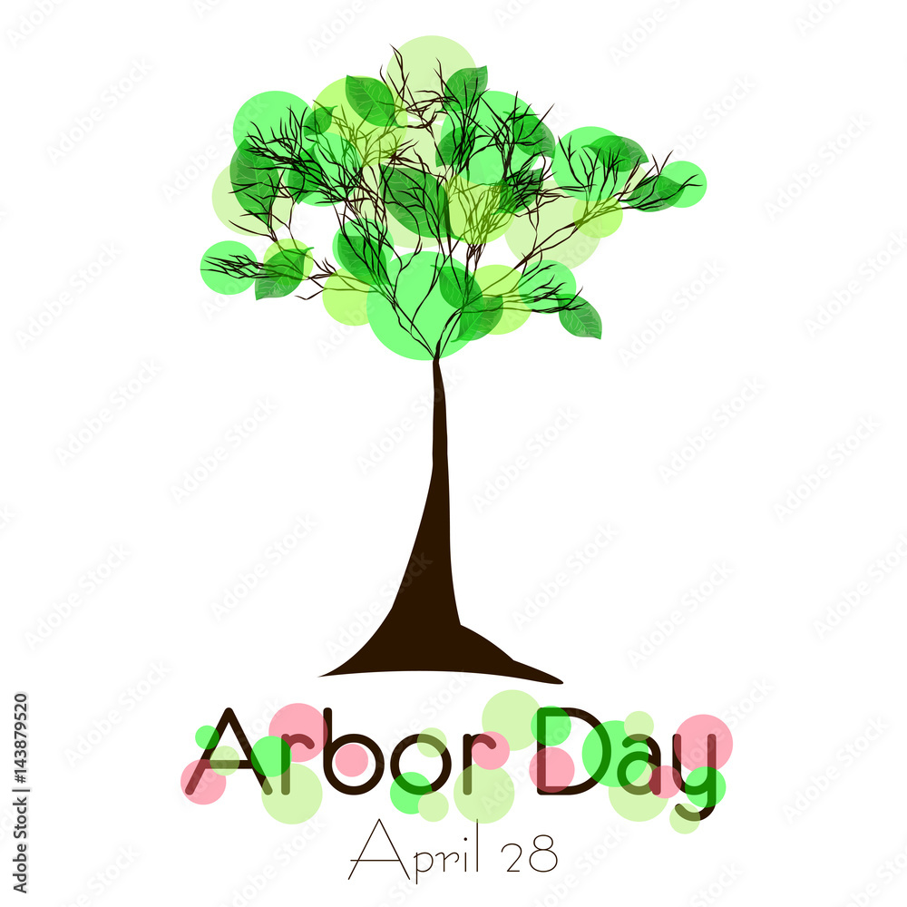 Obraz premium Abstract tree with green foliage isolated on white background. Plant tree in Arbor day. Vector illustration