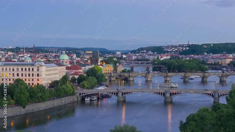 Zoom out timelapse of sunset in Prague Zoom out timelapse of sunset in Prague