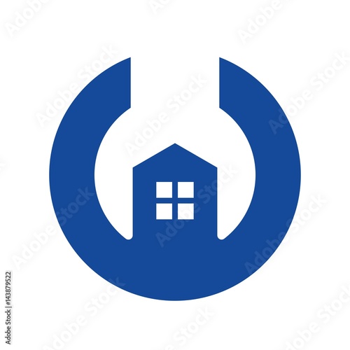 wrench and home logo vector. 