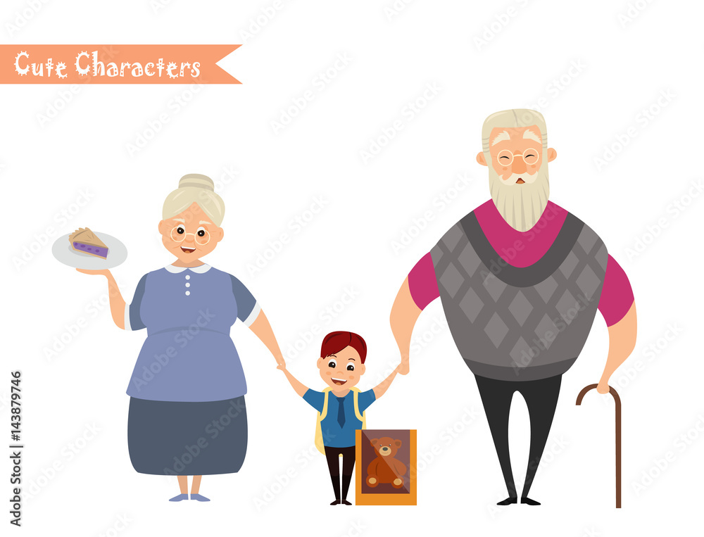 Set of characters and people shopping.