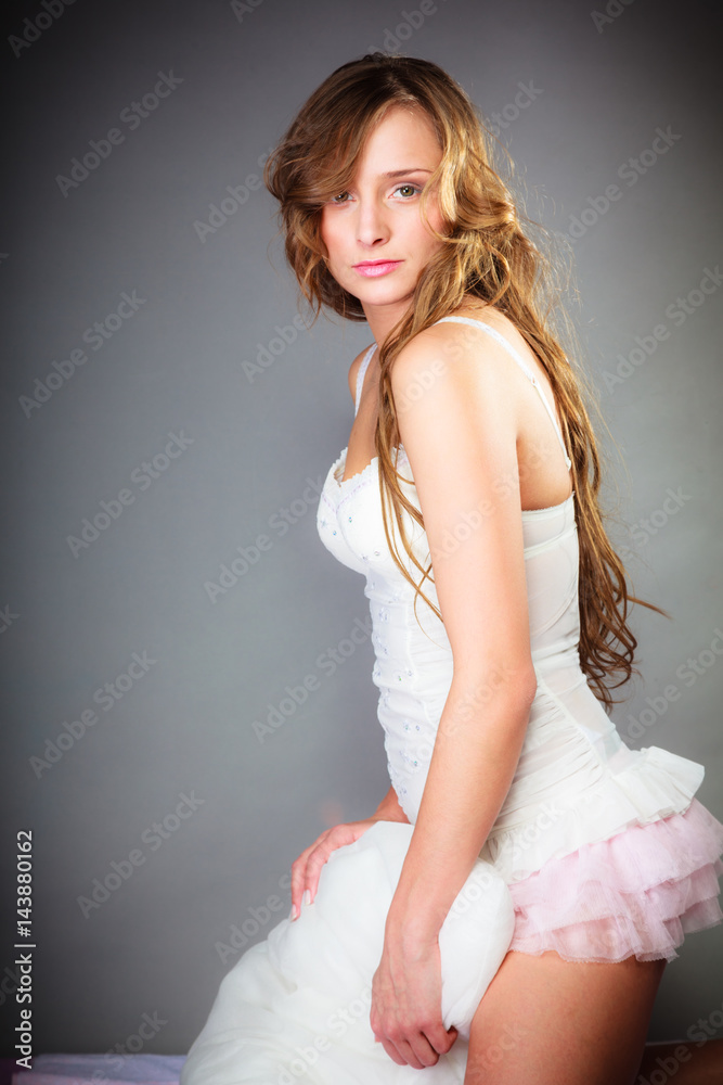 Attractive woman with pillow. Attractive woman with pillow.