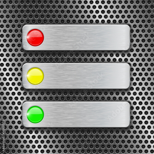 Metal perforated background with rectangle metal plates