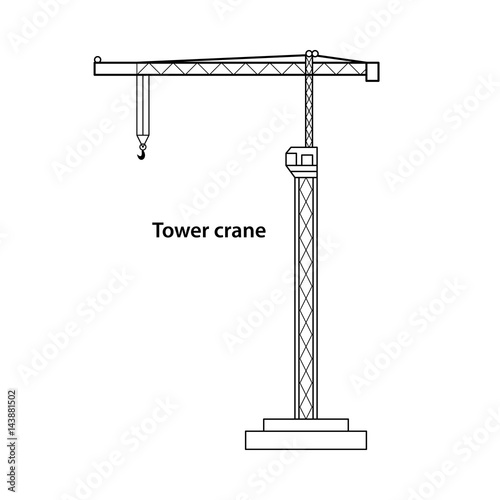 Tower crane isolated on white background text building