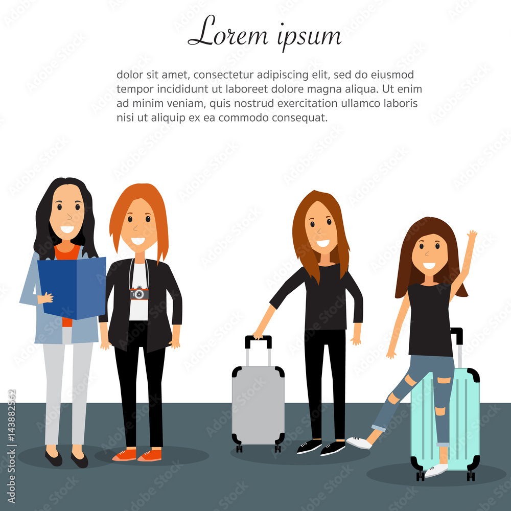 Travel infographics.Hipster women teen Tourist vector. illustration EPS10. Travel infographics.Hipster women teen Tourist vector. illustration EPS10.