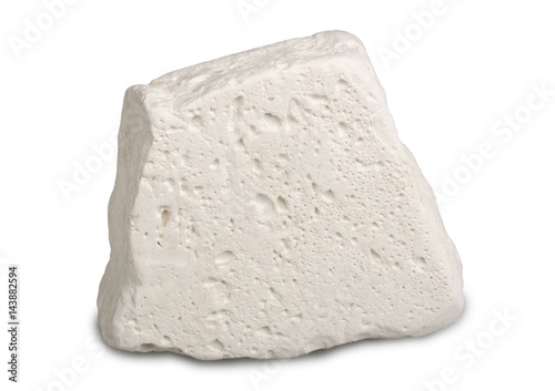 Mineral kaolinite (kaolin) isolated on white background. The main use of  kaolinite is the production of paper.
