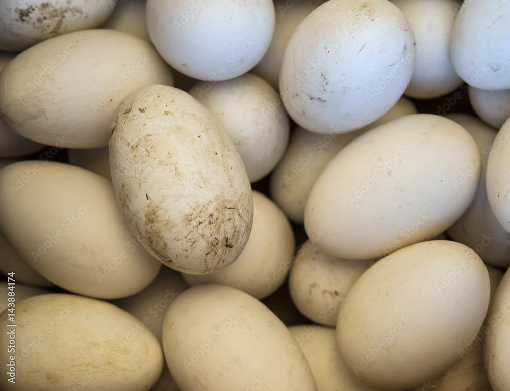 Many fresh duck eggs on sale at market. Many fresh duck eggs on sale at market.