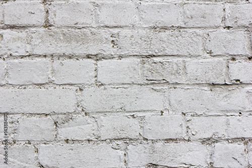 Brick wall colored in white