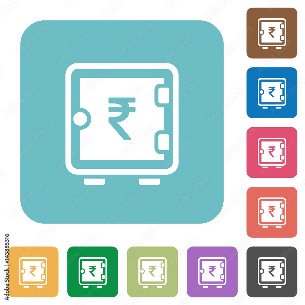 Rupee strong box rounded square flat icons Rupee strong box rounded square flat icons