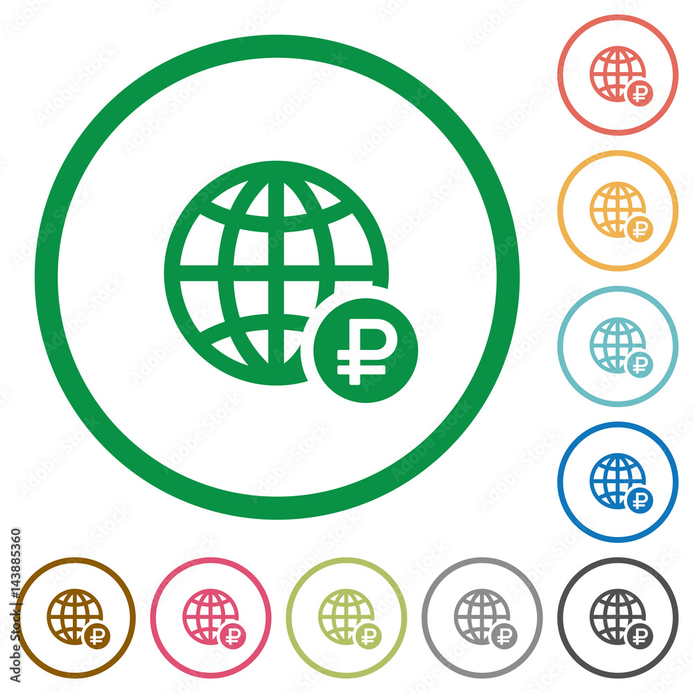 Online Ruble payment flat icons with outlines Online Ruble payment flat icons with outlines