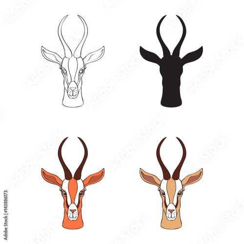 Decorative Gazelle graphic hand drawn vector cartoon doodle animal illustration, African safari antelope with curved horns isolated on white, Character design for greeting card, logo icon, baby shower