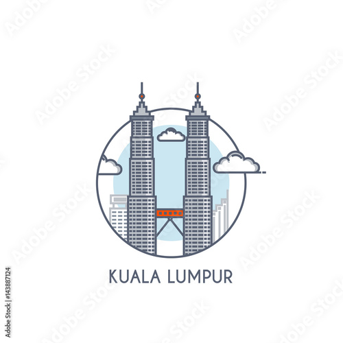 Flat line deisgned icon - Kuala Lumpur
