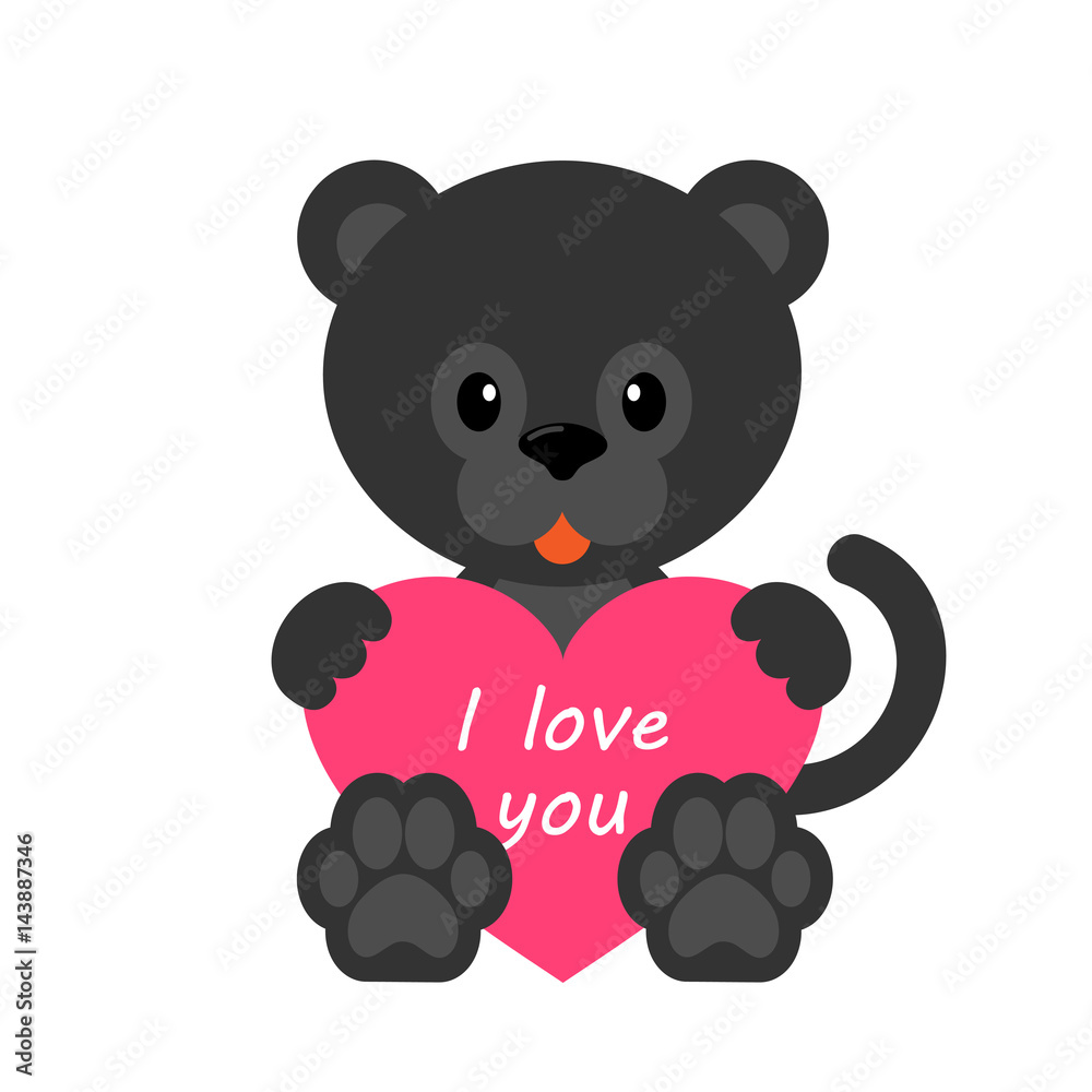 Obraz premium cartoon panther with heart