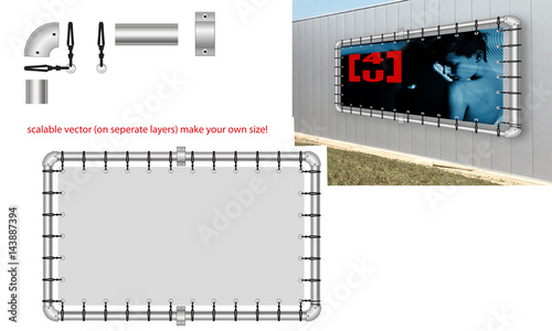 scaffolding tube banner scalable vector on separate layers, make your own size