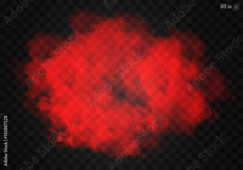 Fog or smoke red isolated transparent special effect. White vector cloudiness, mist smog background. illustration