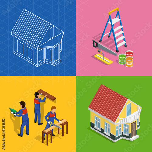 Renovation Isometric Concept Icons Set