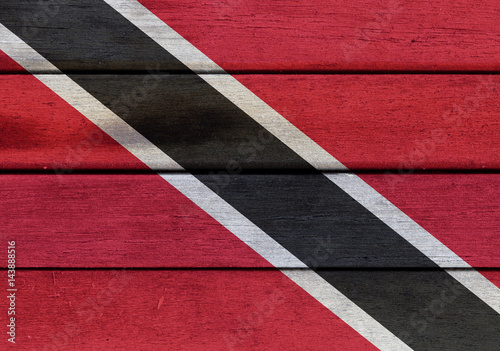 Trinidad and Tobago flag on a wood