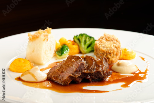 Fine dining Lamb meat steak with vegetable