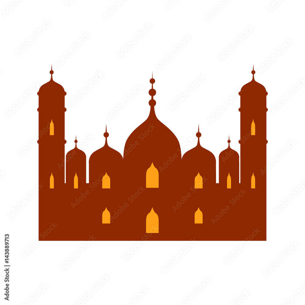 Islamic mosque, colorful vector illustration