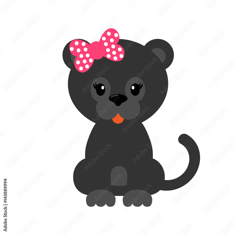 Fototapeta premium cartoon panther with bow