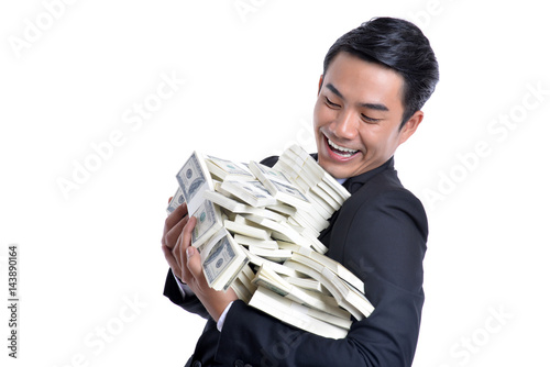 A successful business ventures. Money dollar in hand.