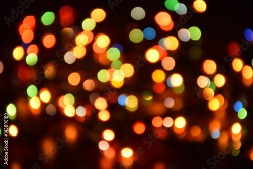 Blurred background, bokeh with colorful lights, holiday lighting
