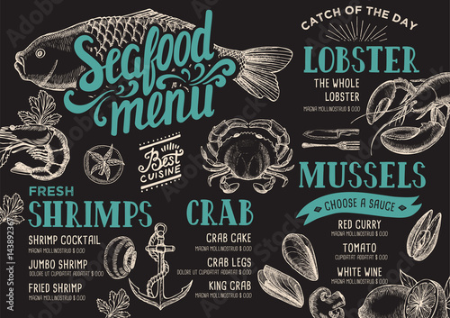 Seafood menu restaurant.