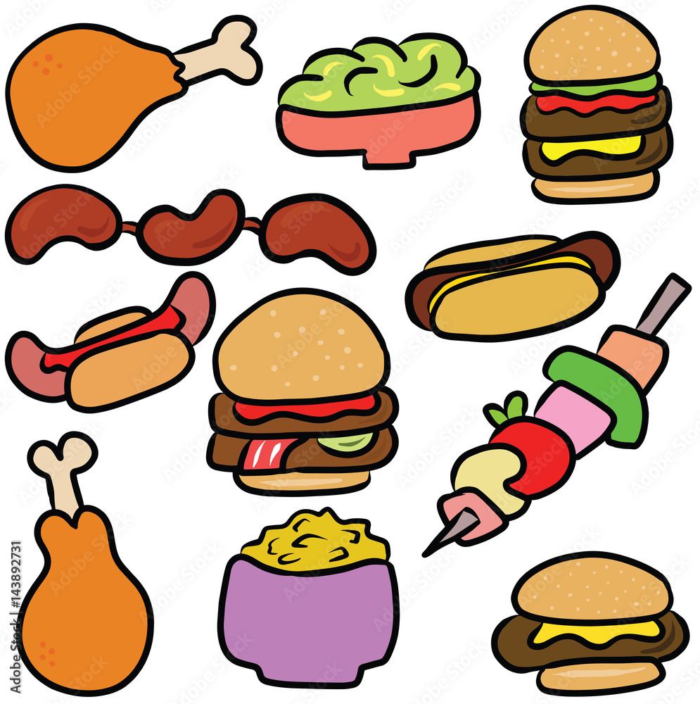 BBQ Food Cartoon Vector