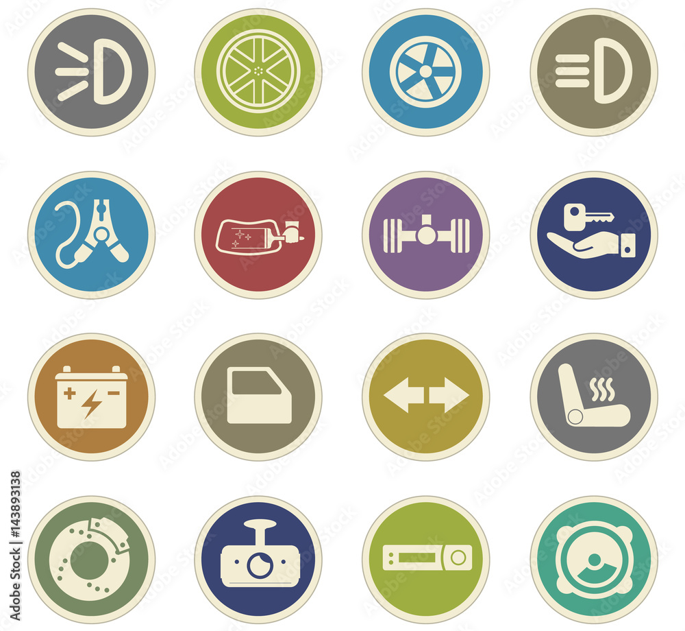 car shop icon set