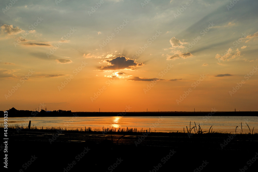 Sunset on the lake, Crimea, Russia