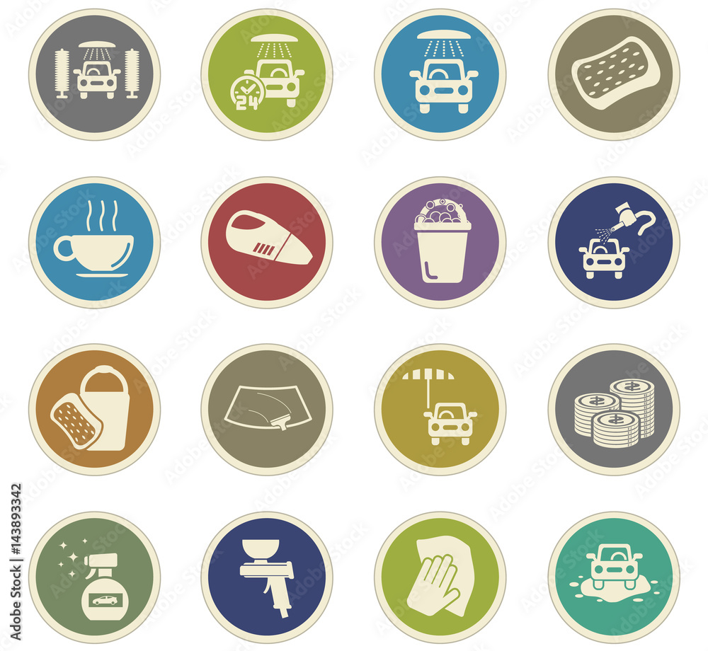 car wash icon set