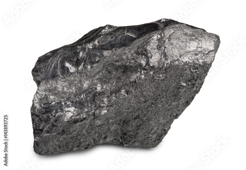Black (bituminous) coal isolated on white background. Black coal is a relatively soft coal containing a tarlike substance called bitumen.