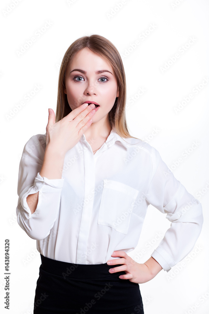 Young attractive business girl on a white background Young attractive business girl on a white background