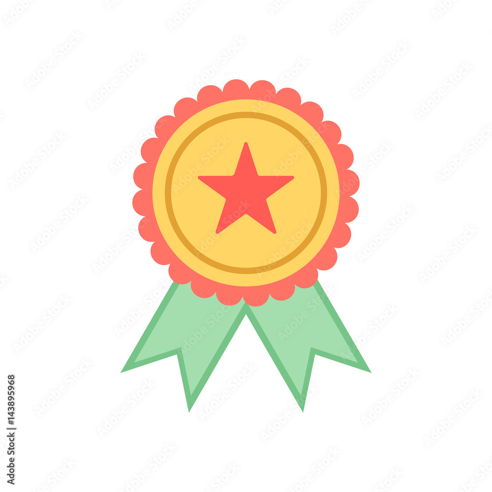 Vector gold medal with relief detail of star and reflections conceptual of an award for victory winning first placement achievement or quality on white background Vector gold medal with relief detail of star and reflections conceptual of an award for victory winning first placement achievement or quality on white background
