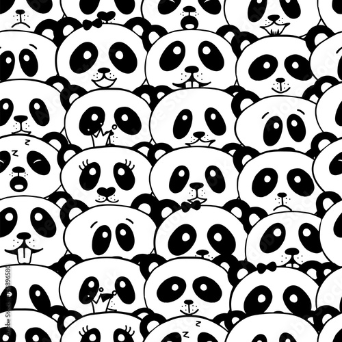 Seamless pattern with panda.