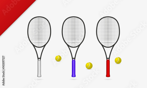 Tennis rackets with tennis balls vector illustration.