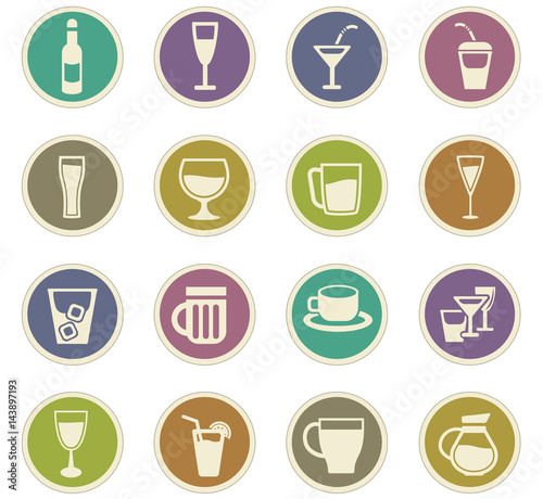 glasses and cups icon set