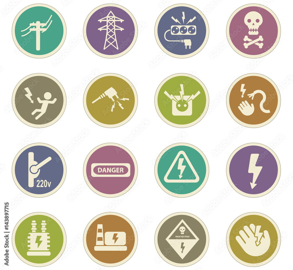 high voltage icon set