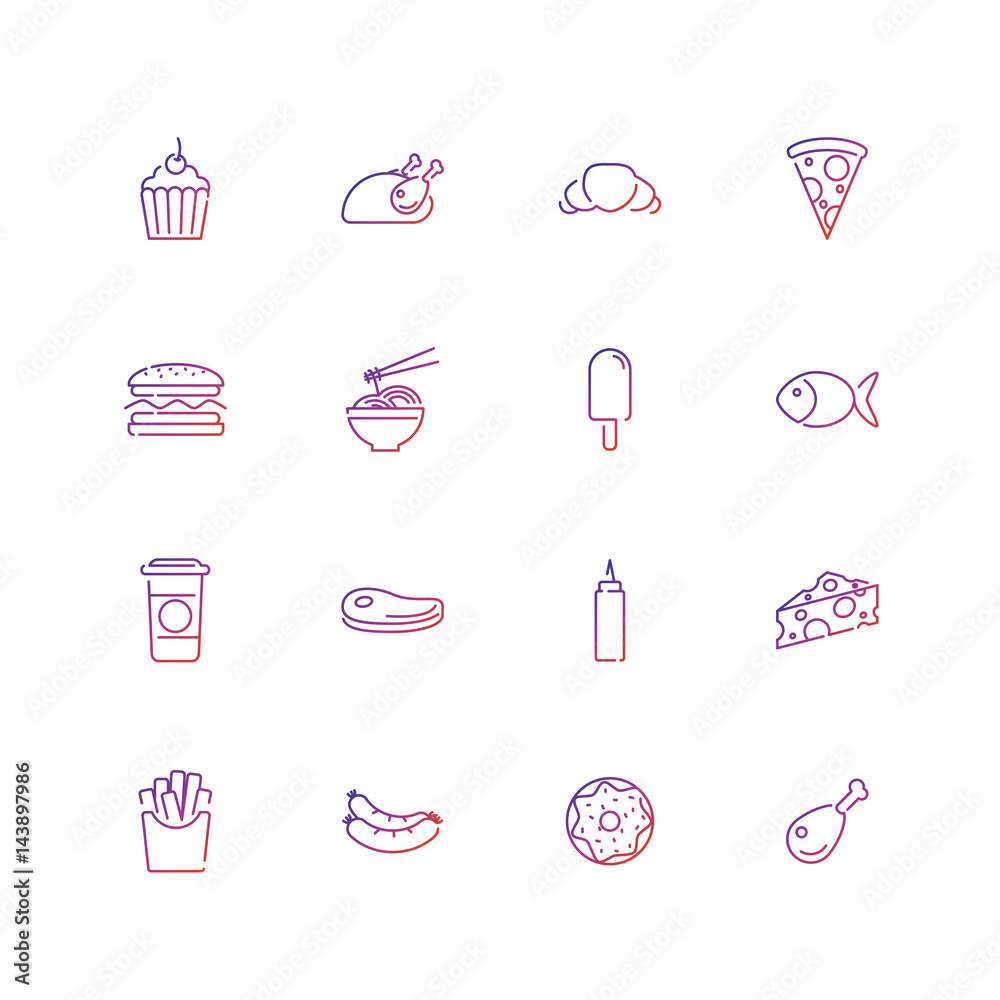 Fast food, food, icon set Fast food, food, icon set