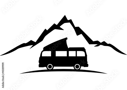 Silhouette Berge Wohnwagen