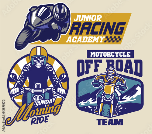 set of motorcycle badges