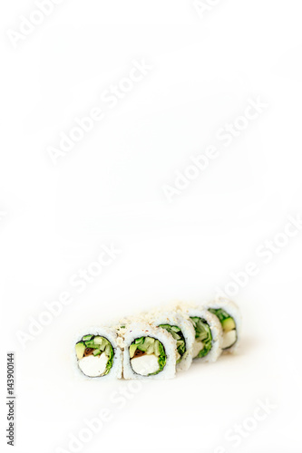 Sushi standing on white background table