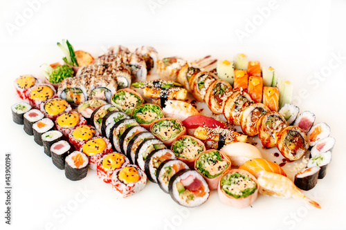 Sushi standing on white background table