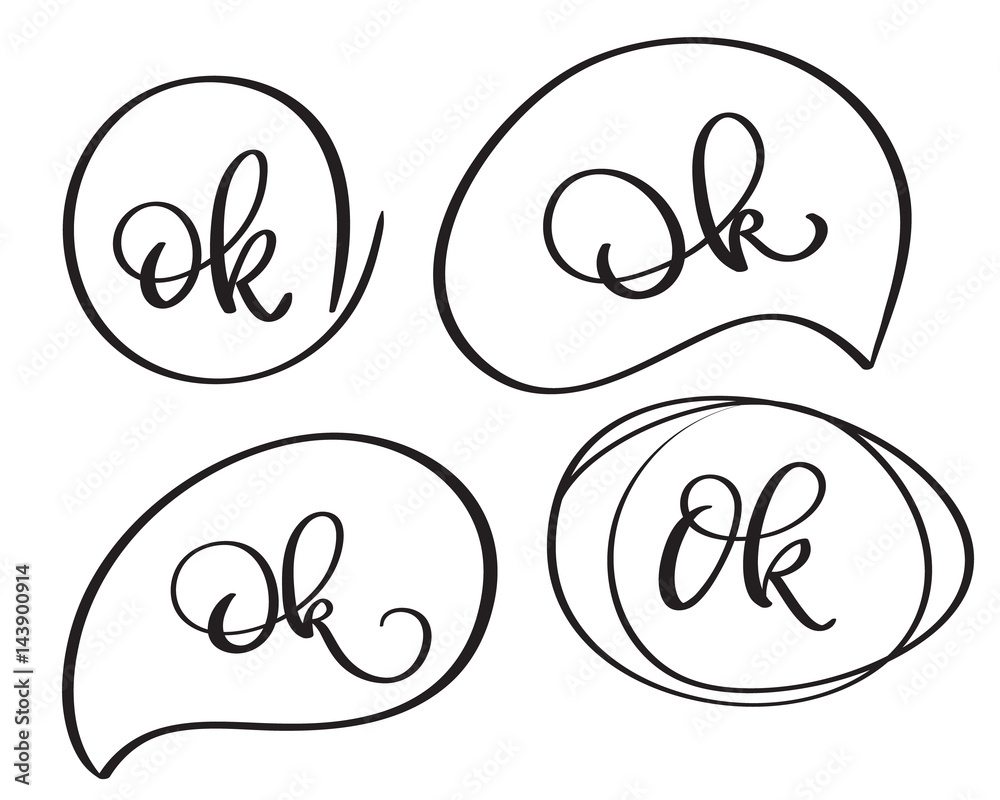 Ok vector word on white background. Hand drawn vintage Calligraphy lettering illustration EPS10 Ok vector word on white background. Hand drawn vintage Calligraphy lettering illustration EPS10