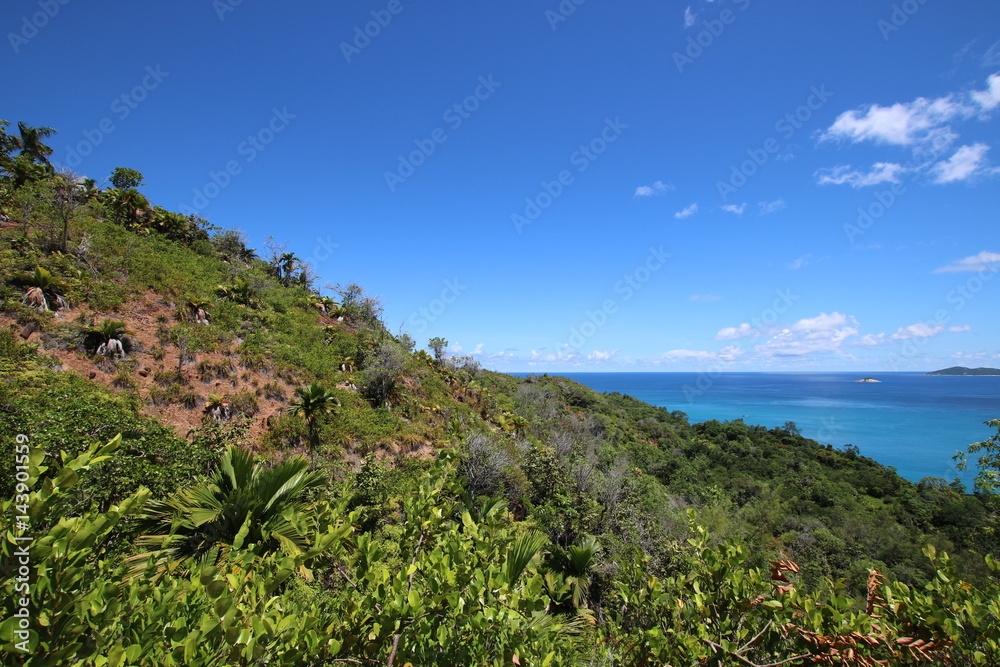 Ocean View / Nature Trail Mt. Plaisir to Anse Lazio, Praslin Island, Seychelles, Indian Ocean, Africa