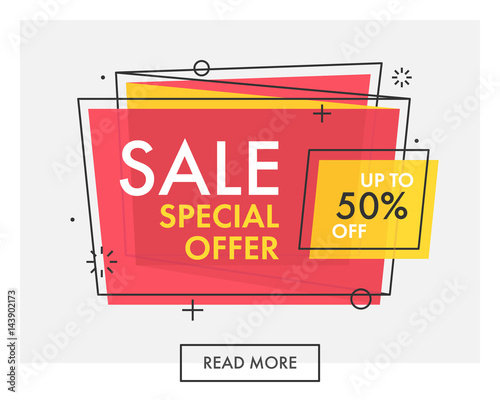 Trendy flat geometric vector banners. Special offer sale.