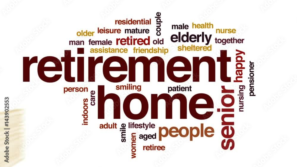 Retirement home animated word cloud, text design animation. Retirement home animated word cloud, text design animation.